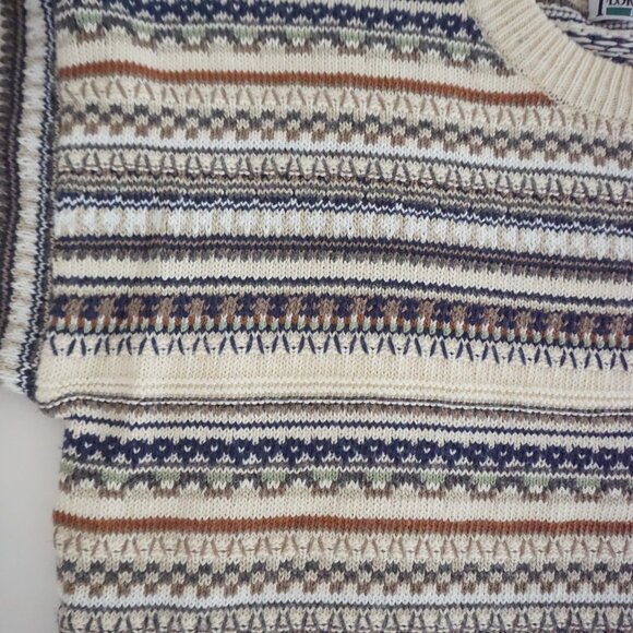 Vintage Florence Tricot Cream Cotton Knit Sweater Cabincore Old Money Retro XL - Picture 8 of 10